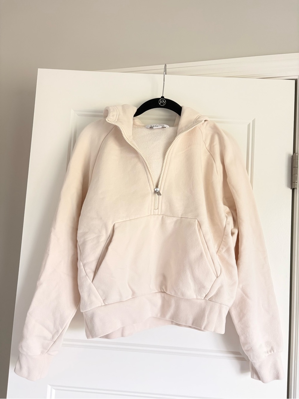 Athleta forever fleece 1/2 zip sweatshirt, cream, size small